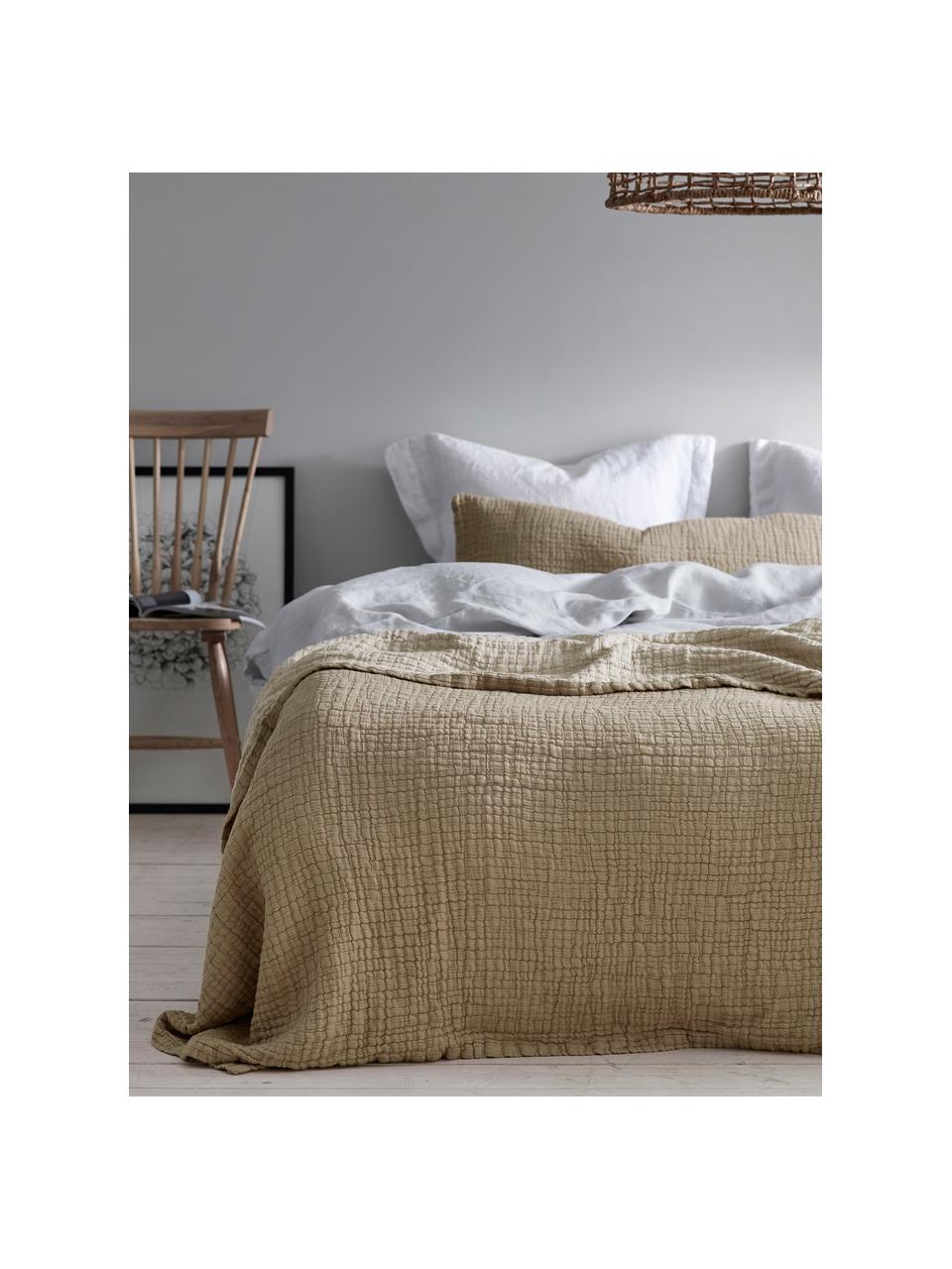 Colcha muselina de algodón Liv, 100% algodón, Beige, marrón claro, An 180 x L 260 cm (para camas de 140 x 200 cm)