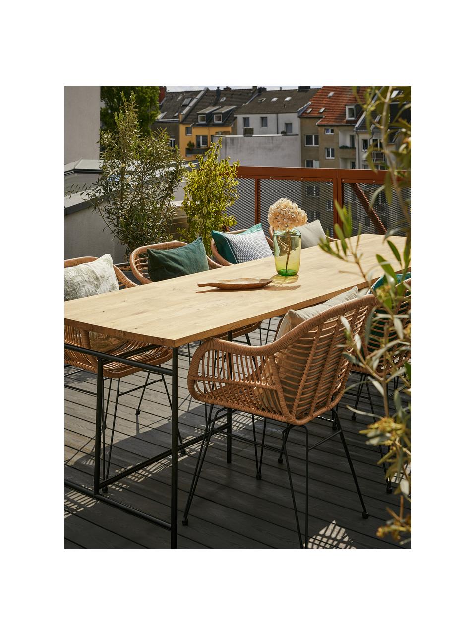 Polyratanová stolička s opierkami Costa, 2 ks, Svetlohnedá, čierna, Š 59 x H 58 cm