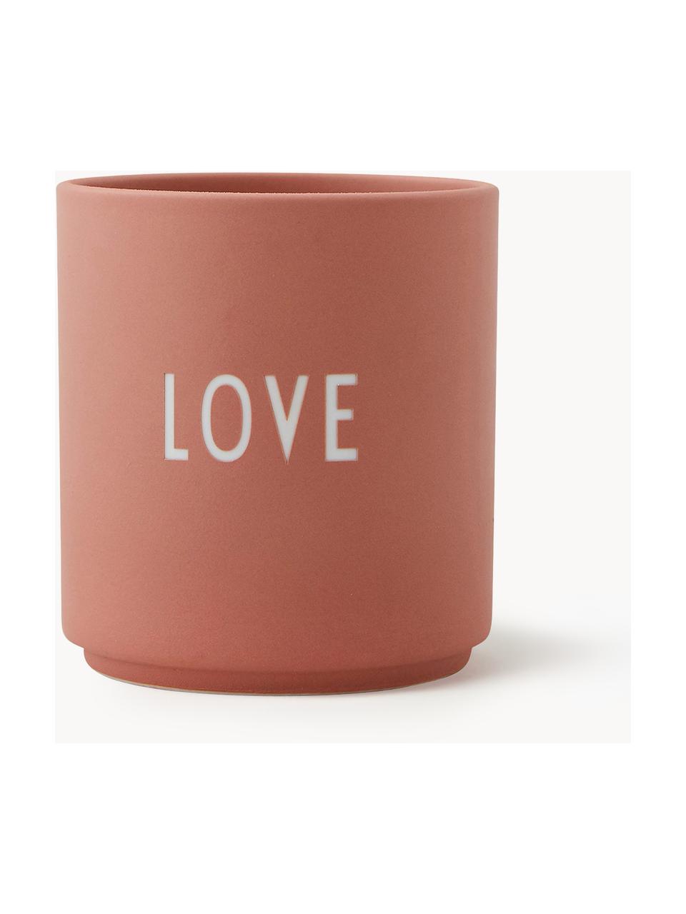 Design Becher Favourite LOVE mit Schriftzug, Fine Bone China (Porzellan)
Fine Bone China ist ein Weichporzellan, das sich besonders durch seinen strahlenden, durchscheinenden Glanz auszeichnet., Korallrot (Love), Ø 8 x H 9 cm, 250 ml