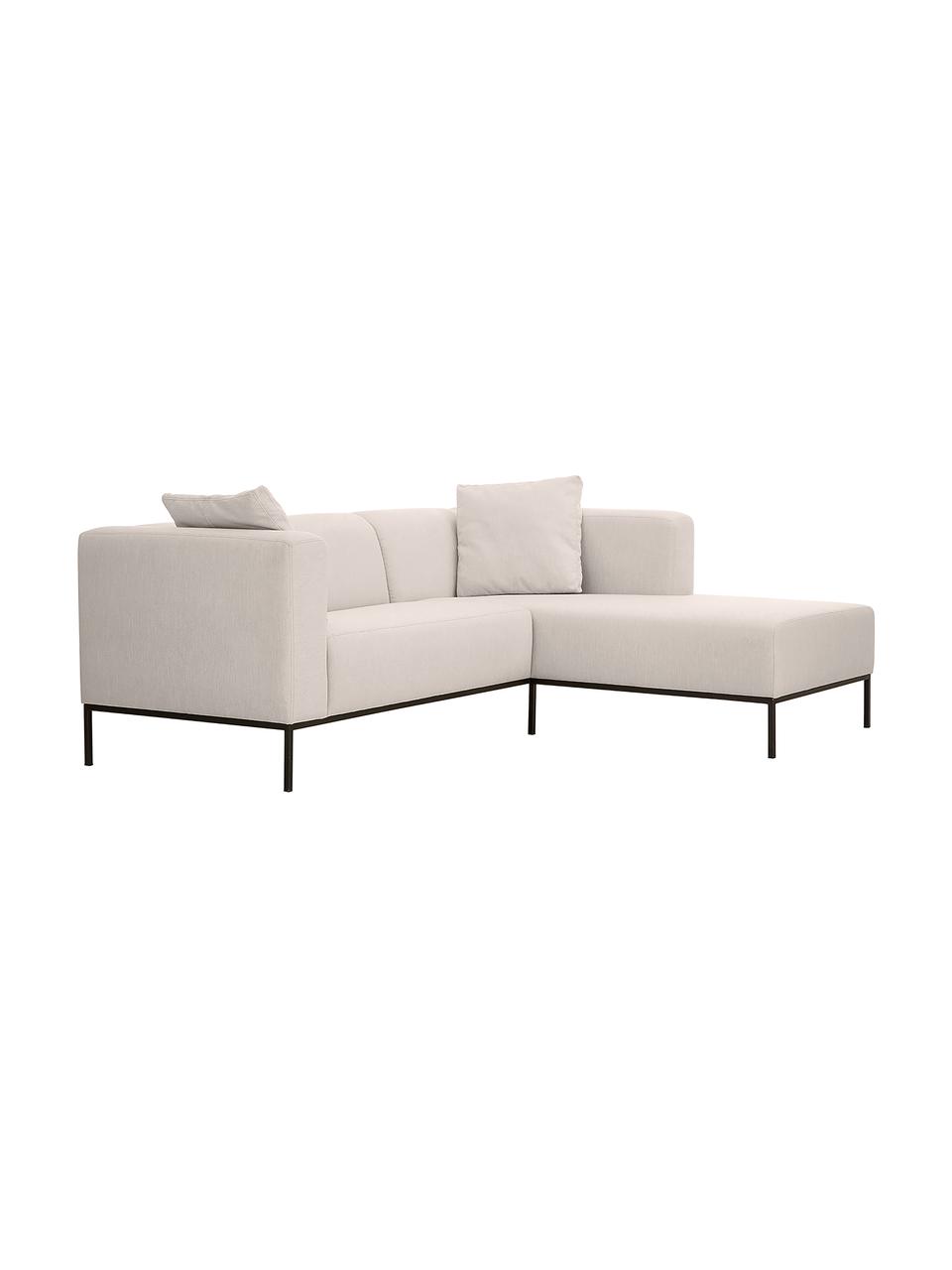 Ecksofa Carrie mit Metall-Füssen, Bezug: Polyester 50.000 Scheuert, Gestell: Spanholz, Hartfaserplatte, Webstoff Hellgrau, B 222 x T 180 cm, Eckteil rechts