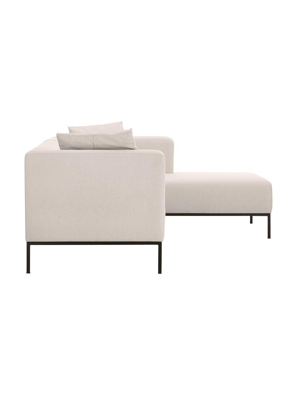 Ecksofa Carrie mit Metall-Füßen, Bezug: Polyester 50.000 Scheuert, Gestell: Spanholz, Hartfaserplatte, Füße: Metall, lackiert, Webstoff Hellgrau, B 222 x T 180 cm, Eckteil rechts