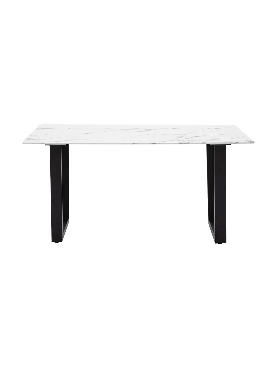 Table de salle à manger avec aspect marbre Davidson, 160 x 90 cm, Blanc aspect marbre, noir, larg. 160 x prof. 90 cm