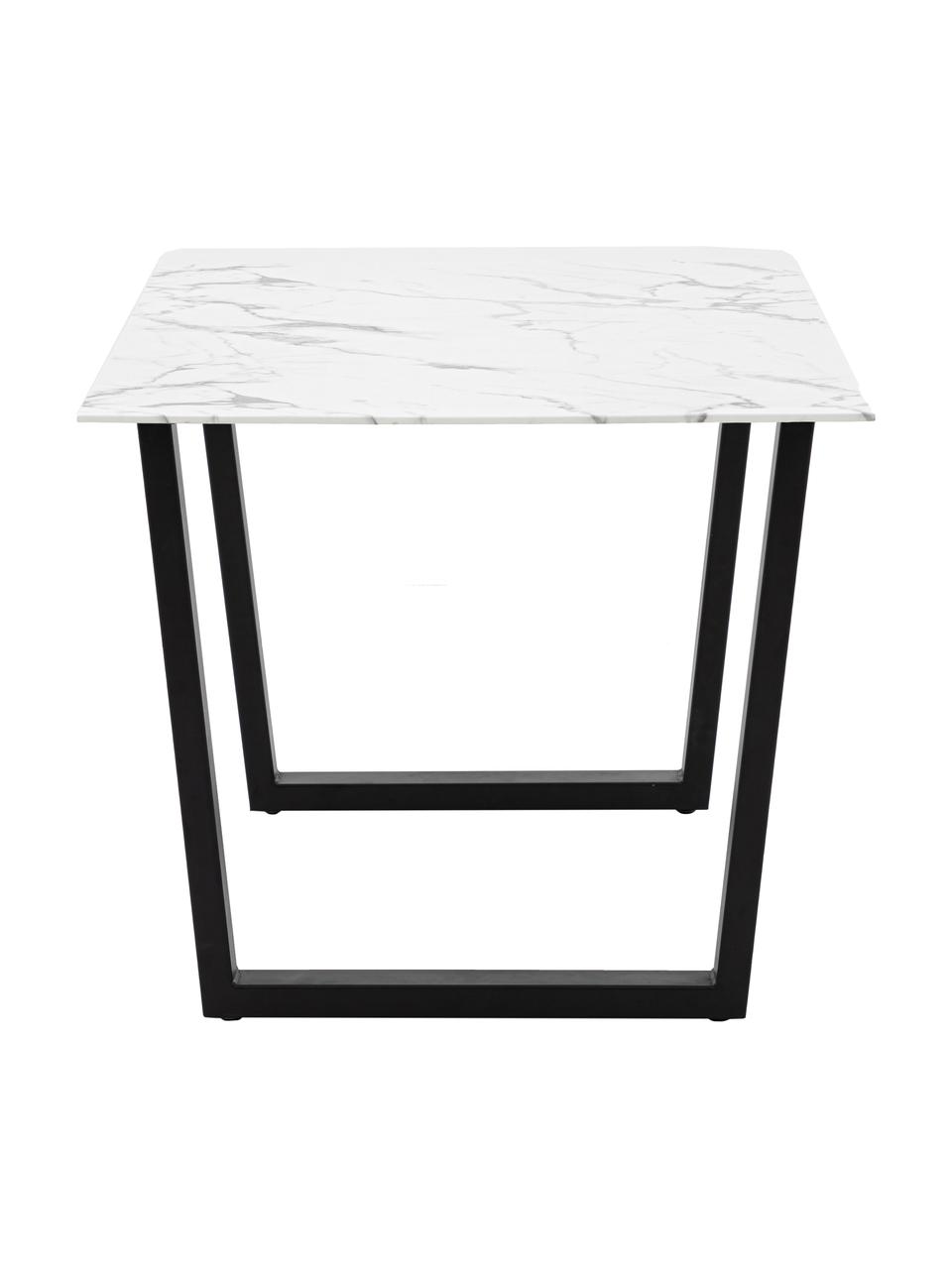 Mesa de comedor Davidson, tablero de vidrio en aspecto mármol, 160 x 90 cm, Tablero: vidrio tintado negro, Patas: metal recubierto, Aspecto mármol blanco, negro, An 160 x F 90 cm