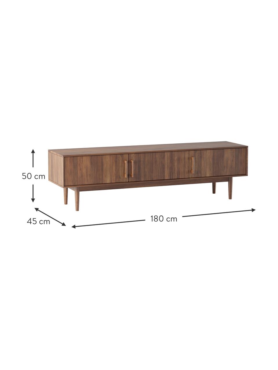 Meuble bas rétro en bois massif Paul, Bois de manguier, larg. 180 x haut. 50 cm