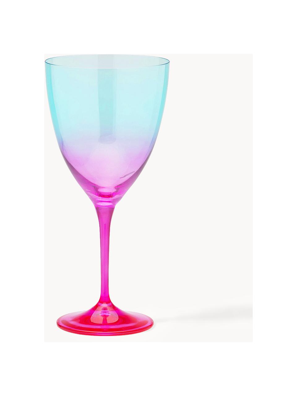 Copas de vino Ombre Flash, 2 uds., Vidrio, Turquesa, rosa, Ø 10 x Al 12 cm, 400 ml