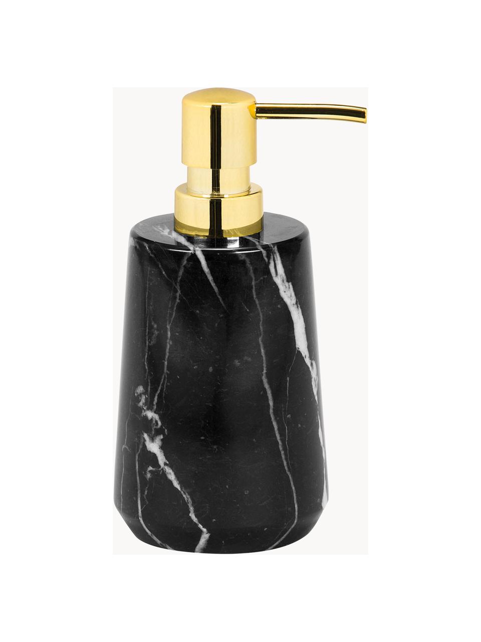 Mramorový dávkovač na mydlo Lux, Čierna, mramorovaná, odtiene zlatej, Ø 8 x V 17 cm
