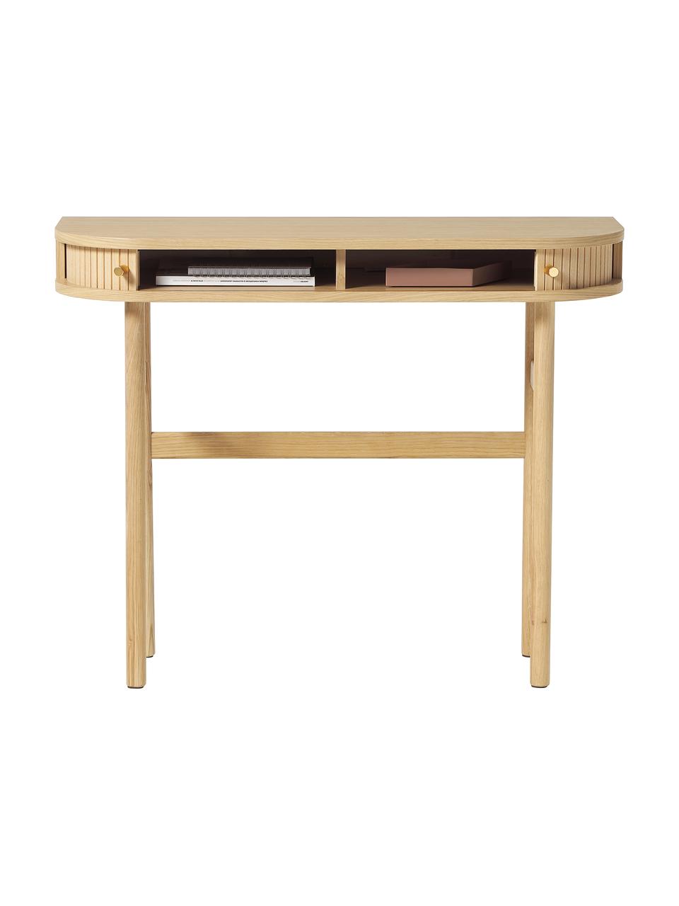 Console façade cannelée Calary, Bois clair, larg. 100 x long. 80 cm