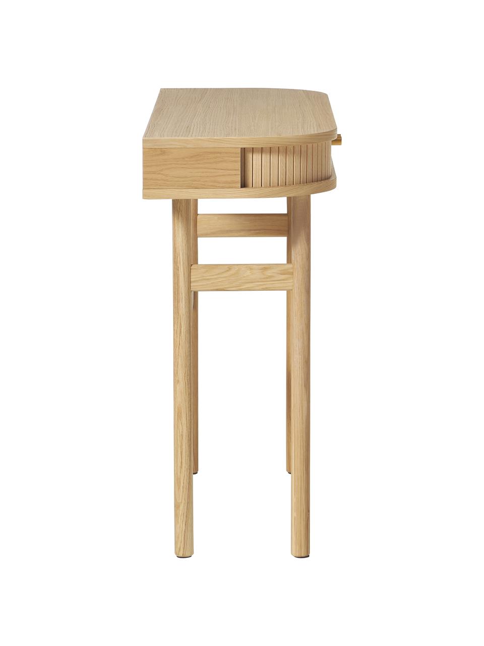 Consolle con frontale scanalato Calary, Gambe: legno massiccio di querci, Legno chiaro, Larg. 100 x Alt. 80 cm