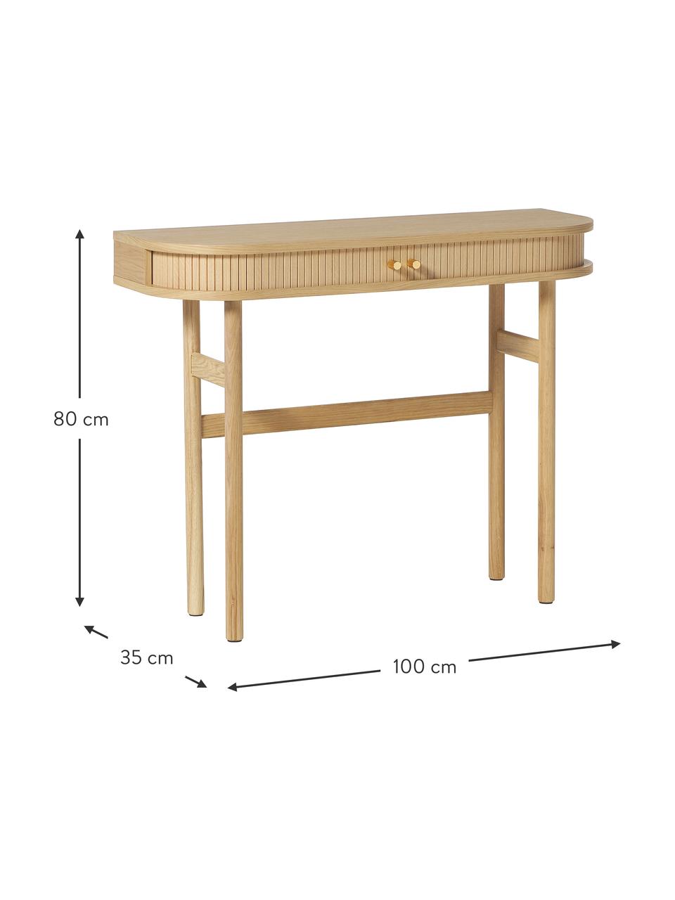 Konzolový stolek s žebrováním Front, Světlé dřevo, Š 100 cm, V 80 cm