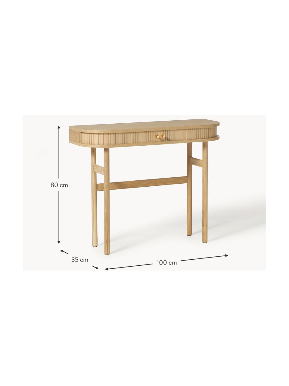 Konsole Calary mit geriffelter Front, Korpus: Mitteldichte Holzfaserpla, Beine: Massives Eichenholz, FSC-, Eichenholz, B 100 x H 80 cm