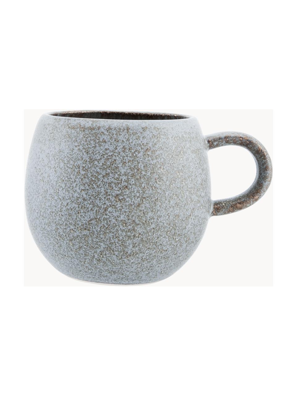 Tasses à thé artisanales Addison, 3 élém., Grès cérame, Gris, nougat, blanc cassé, chiné, Ø 11 x haut. 10 cm, 500 ml