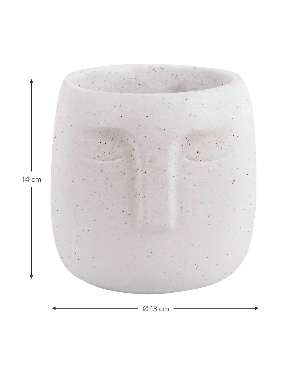 Kleine betonnen plantenpot Face in wit, Beton, Wit, Ø 12,5 x H 14 cm