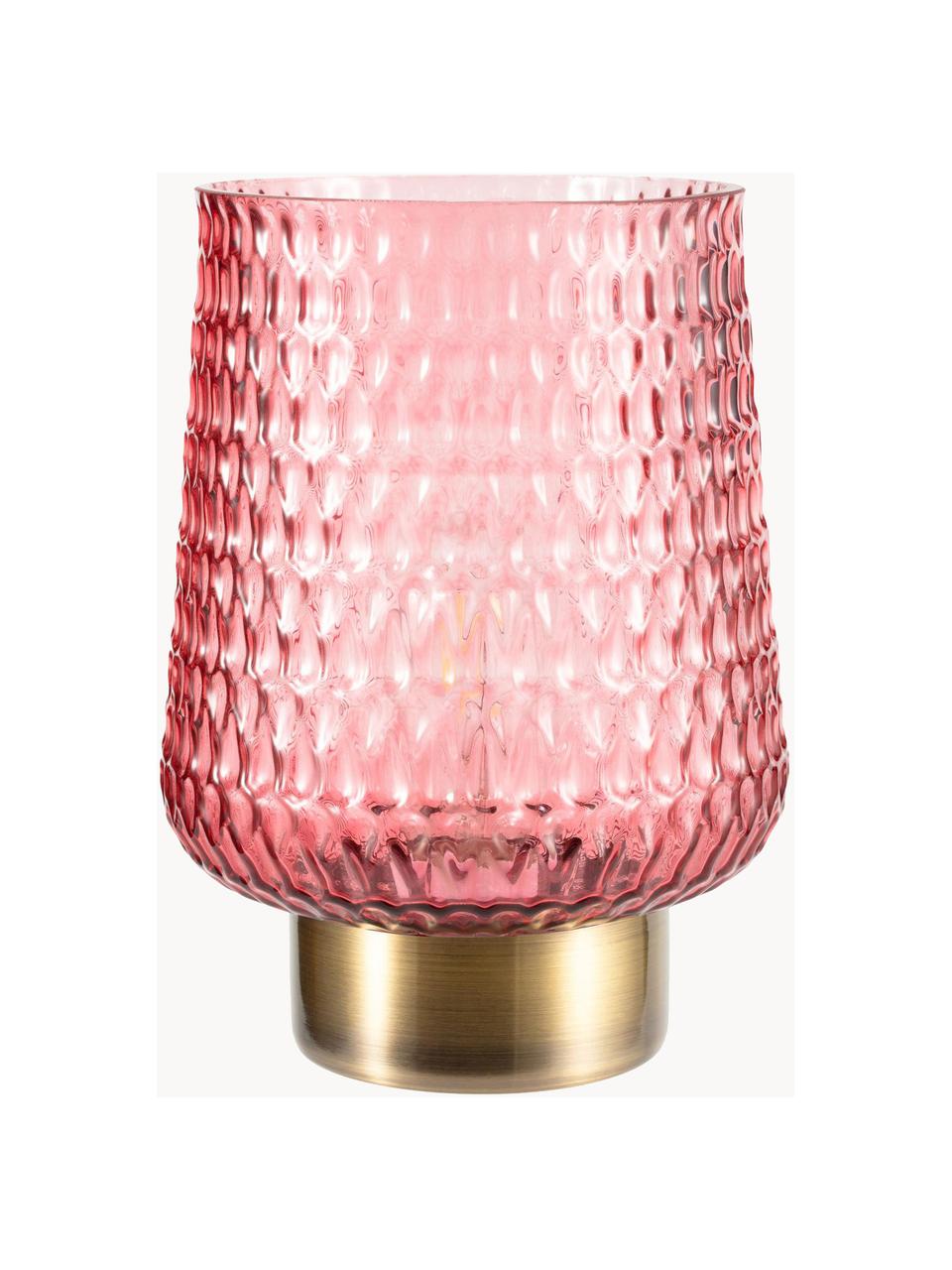 Malá prenosná stolová LED lampa s časovačom Rose Glamour, Sklo, kov, Bledoružová, zlatá, Ø 16 x V 21 cm