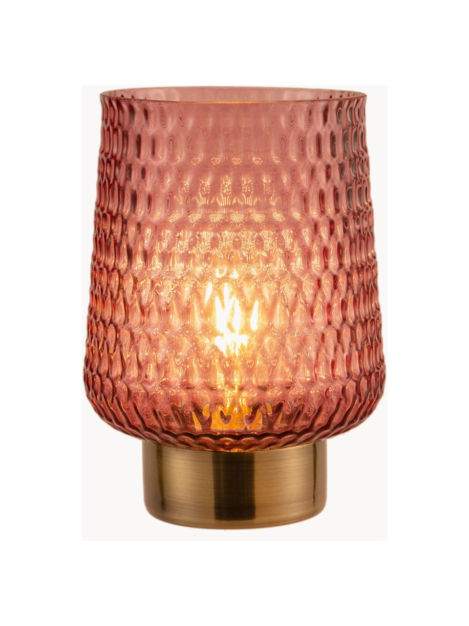 Malá přenosná stolní LED lampa s funkcí časovače Pretty Glamour, Sklo,kov, Růžová, zlatá, Ø 16 cm, V 21 cm