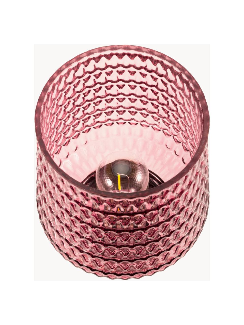 Pequeña lámpara de mesa LED móvil rosa con función de temporizador Glamour, Vidrio, metal, Rosa, dorado, Ø 16 x Al 21 cm