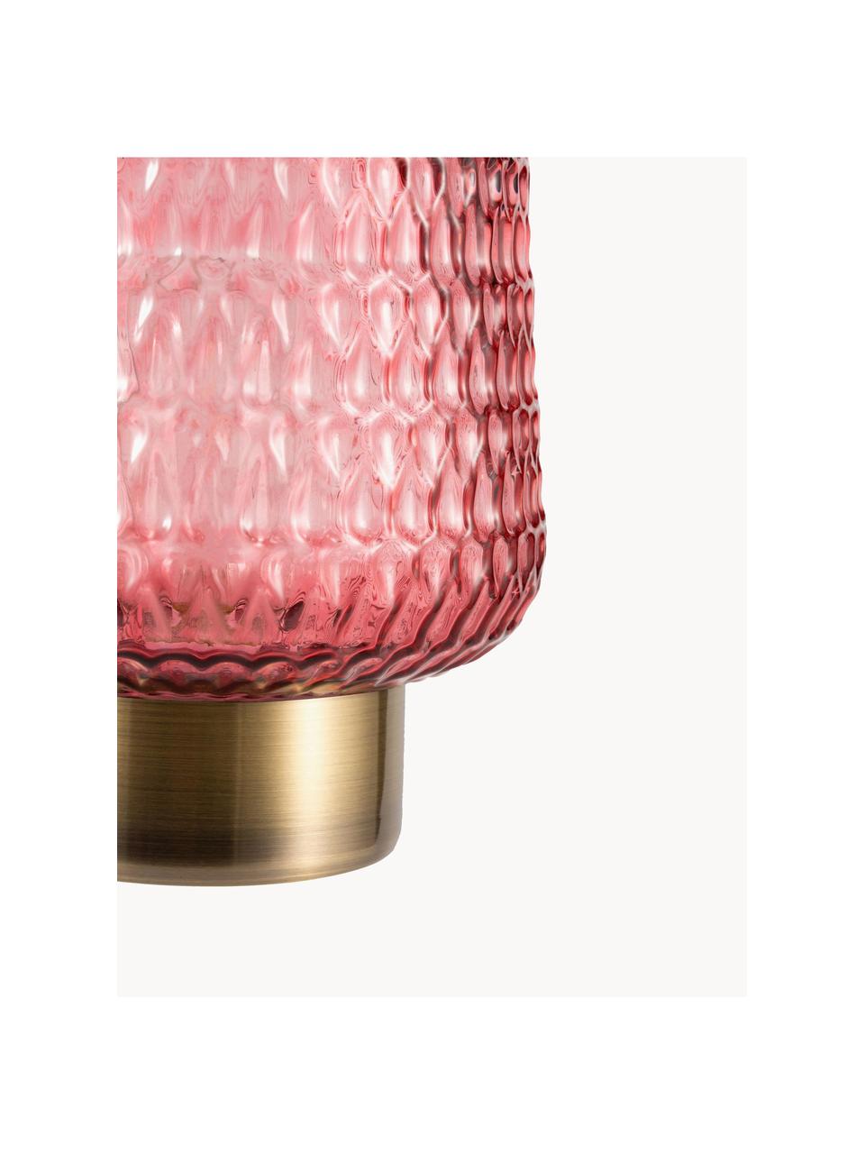 Petite lampe à  poser LED mobile avec fonction de minuterie Rose Glamour, Verre, métal, Rose, doré, Ø 16 x haut. 21 cm