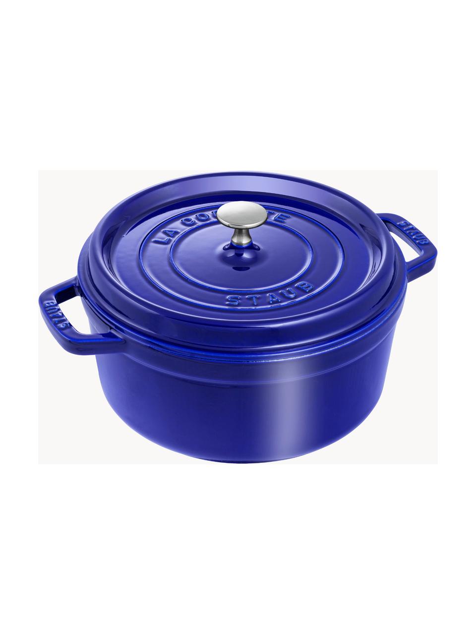 Runder Bräter La Cocotte aus Gusseisen, Gusseisen, emailliert, Royalblau, Silberfarben, Ø 24 cm x H 15 cm, 3.8 L