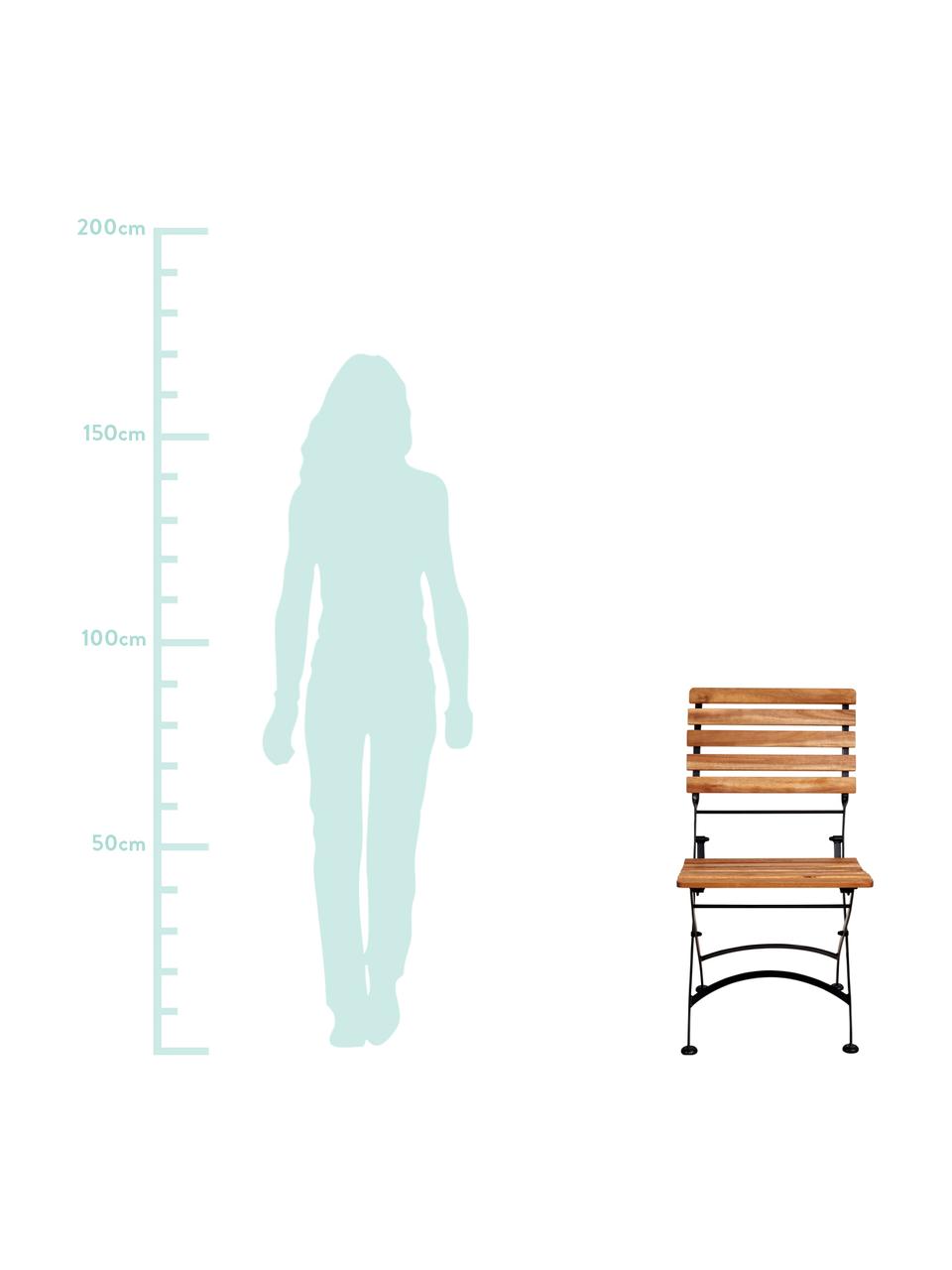 Balkon-Set Parklife, 3-tlg., klappbar, Gestell: Metall, verzinkt und pulv, Schwarz, Akazienholz, Set mit verschiedenen Grössen