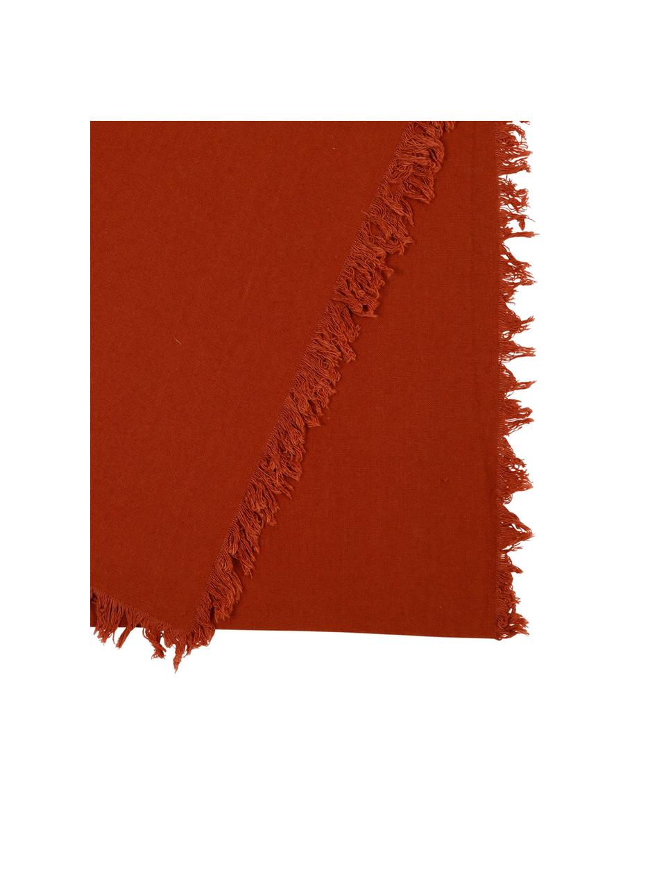 Runner in cotone rosso con frange Nalia, Cotone, Rosso, Larg. 50 x Lung. 160 cm