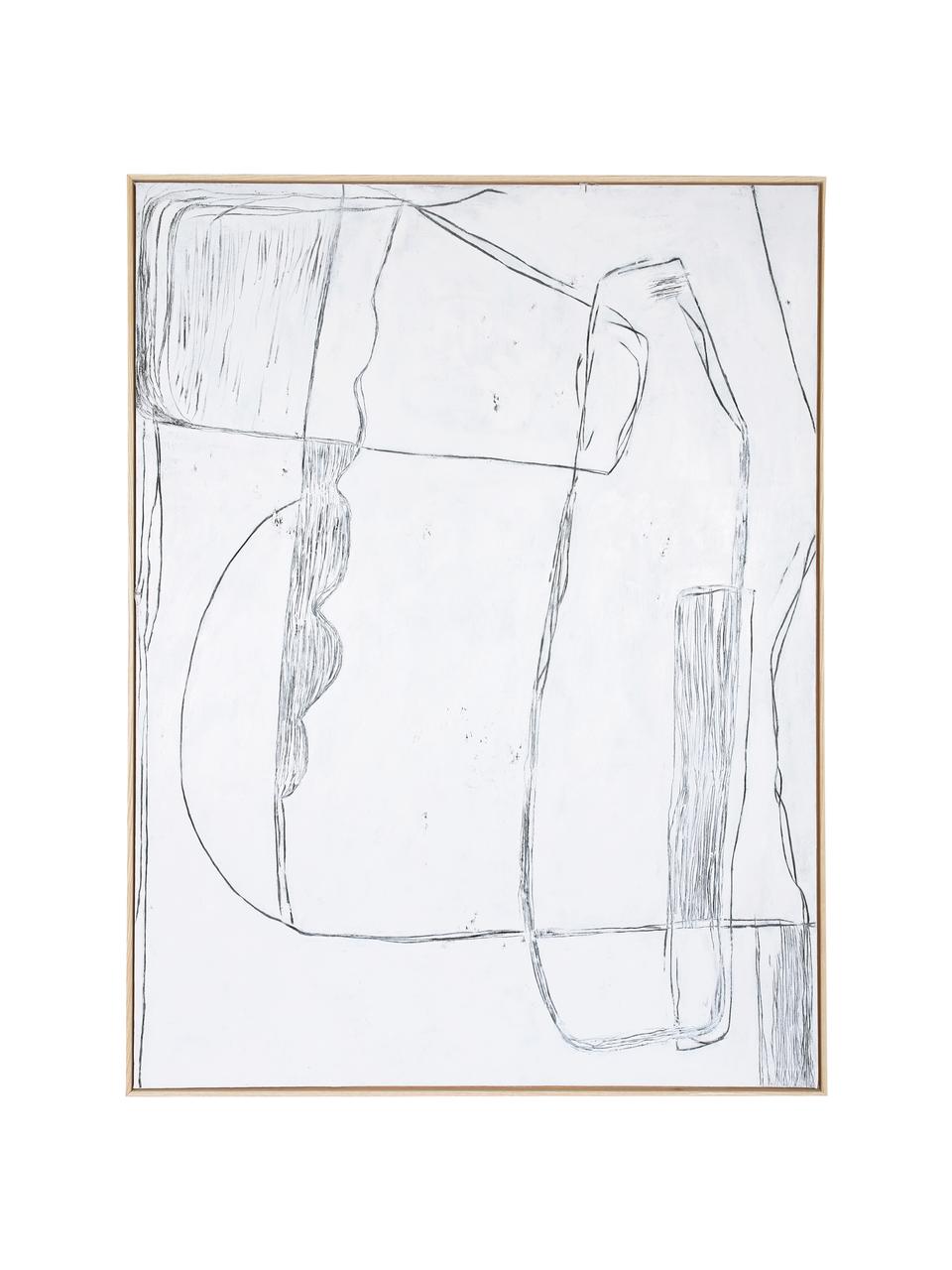 Gerahmtes Leinwandbild Brutalism, Bild: Leinwand, Farbe, Rahmen: Eschenholz, Weiß, Schwarz, B 120 x H 160 cm