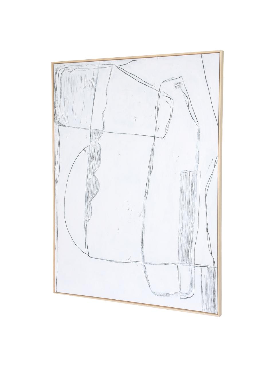 Ingelijste canvas print Brutalism, Frame: essenhout, Wit, zwart, B 120 x H 160 cm