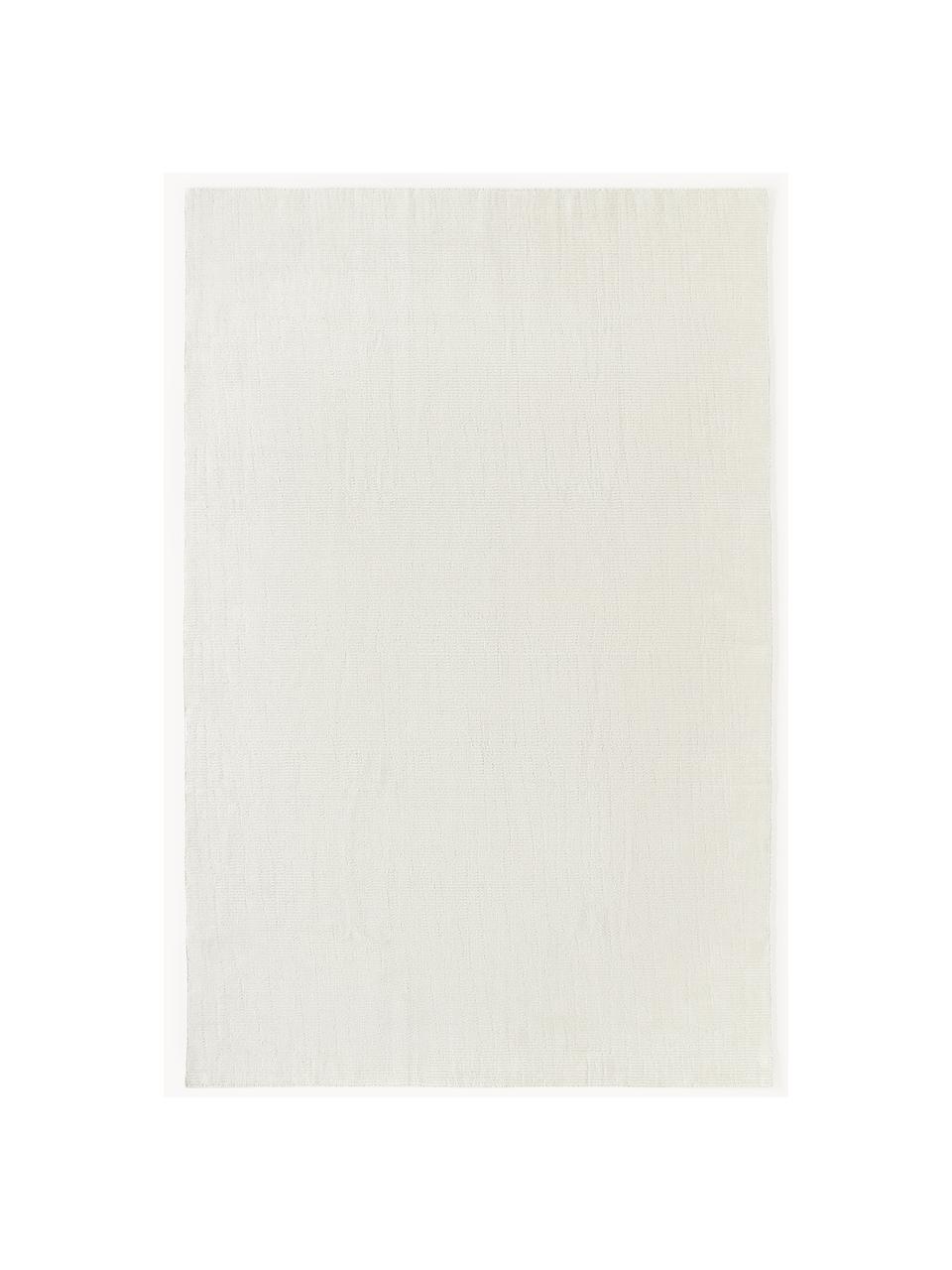 Handgewebter Kurzflor-Teppich Willow, 100% Polyester, GRS-zertifiziert, Cremeweiß, B 120 x L 180 cm (Größe S)