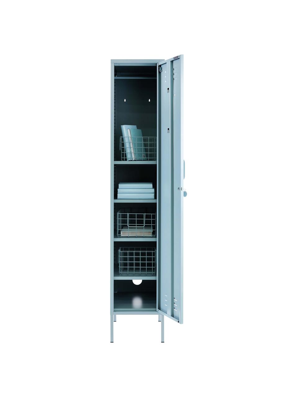 Kleiner Kleiderschrank Skinny, Stahl, pulverbeschichtet, Hellblau, B 35 x H 183 cm