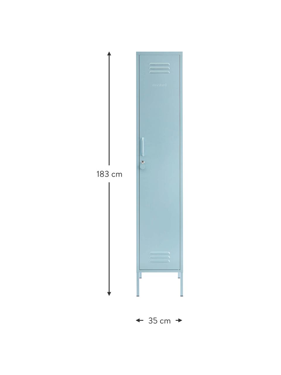 Kleiner Kleiderschrank Skinny, Stahl, pulverbeschichtet, Hellblau, B 35 x H 183 cm