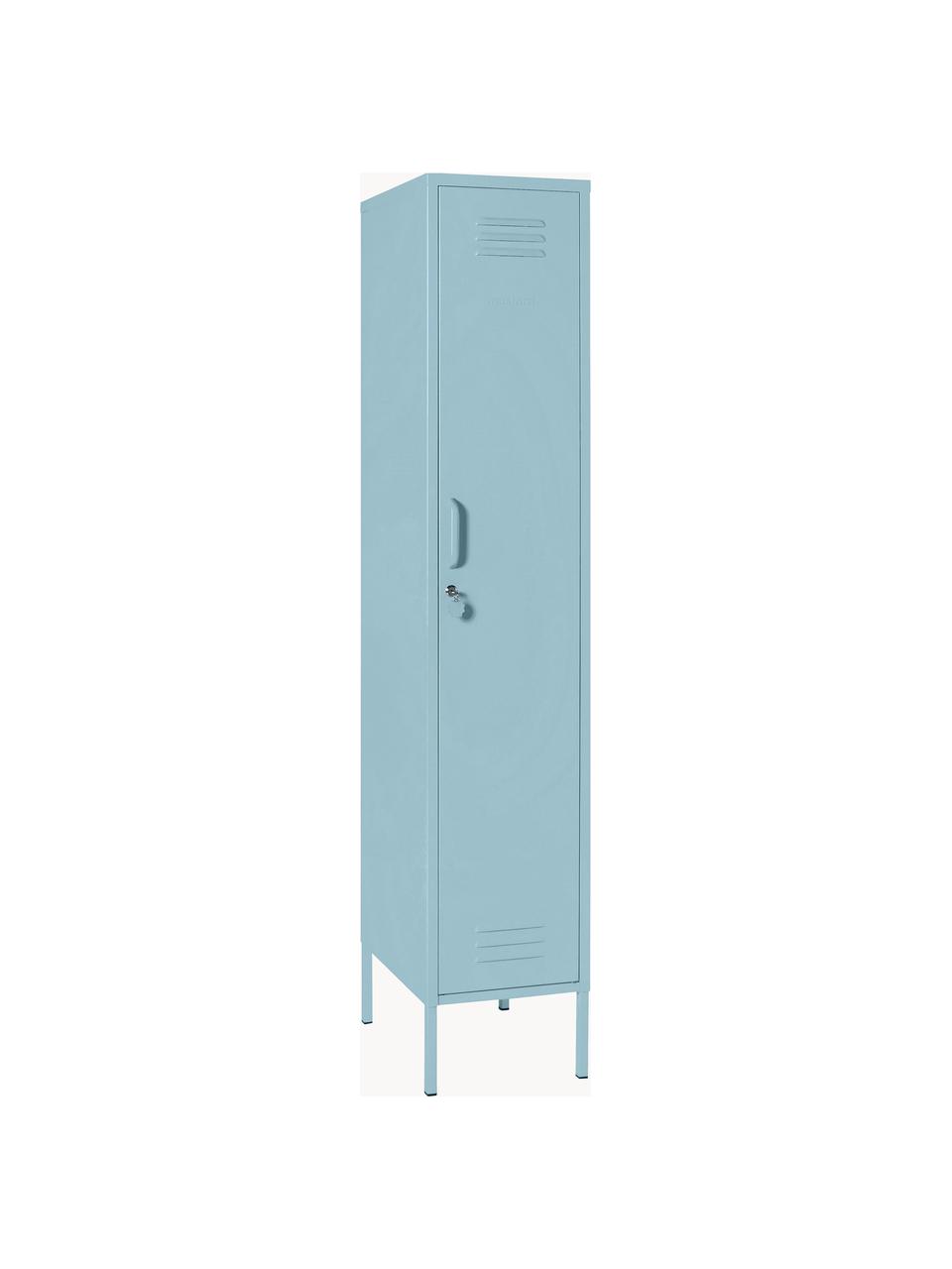 Kleiner Kleiderschrank The Skinny, Stahl, pulverbeschichtet, Hellblau, B 35 x H 183 cm