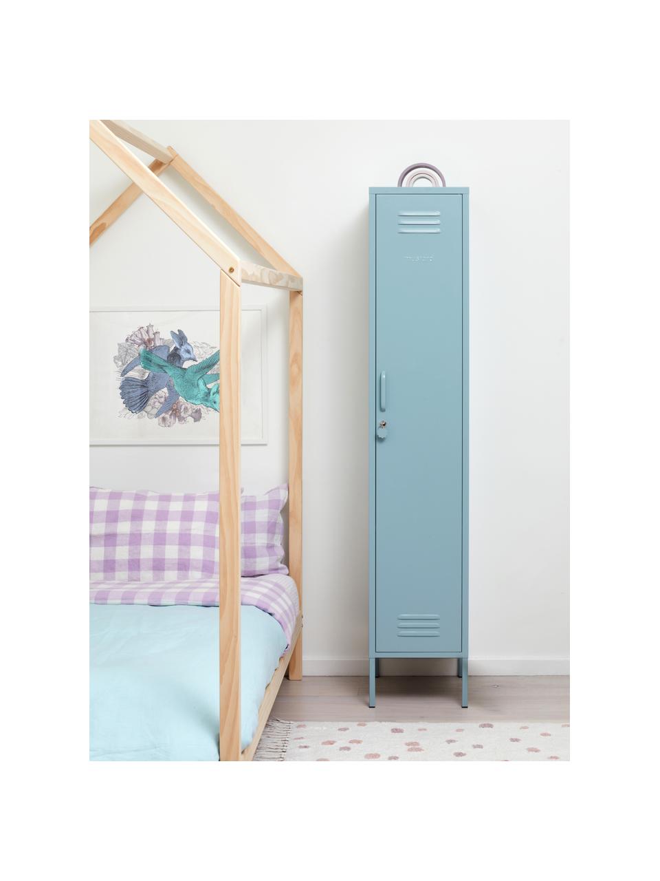 Armadietto piccolo The Skinny, Acciaio verniciato a polvere, Azzurro, Larg. 35 x Alt. 183 cm