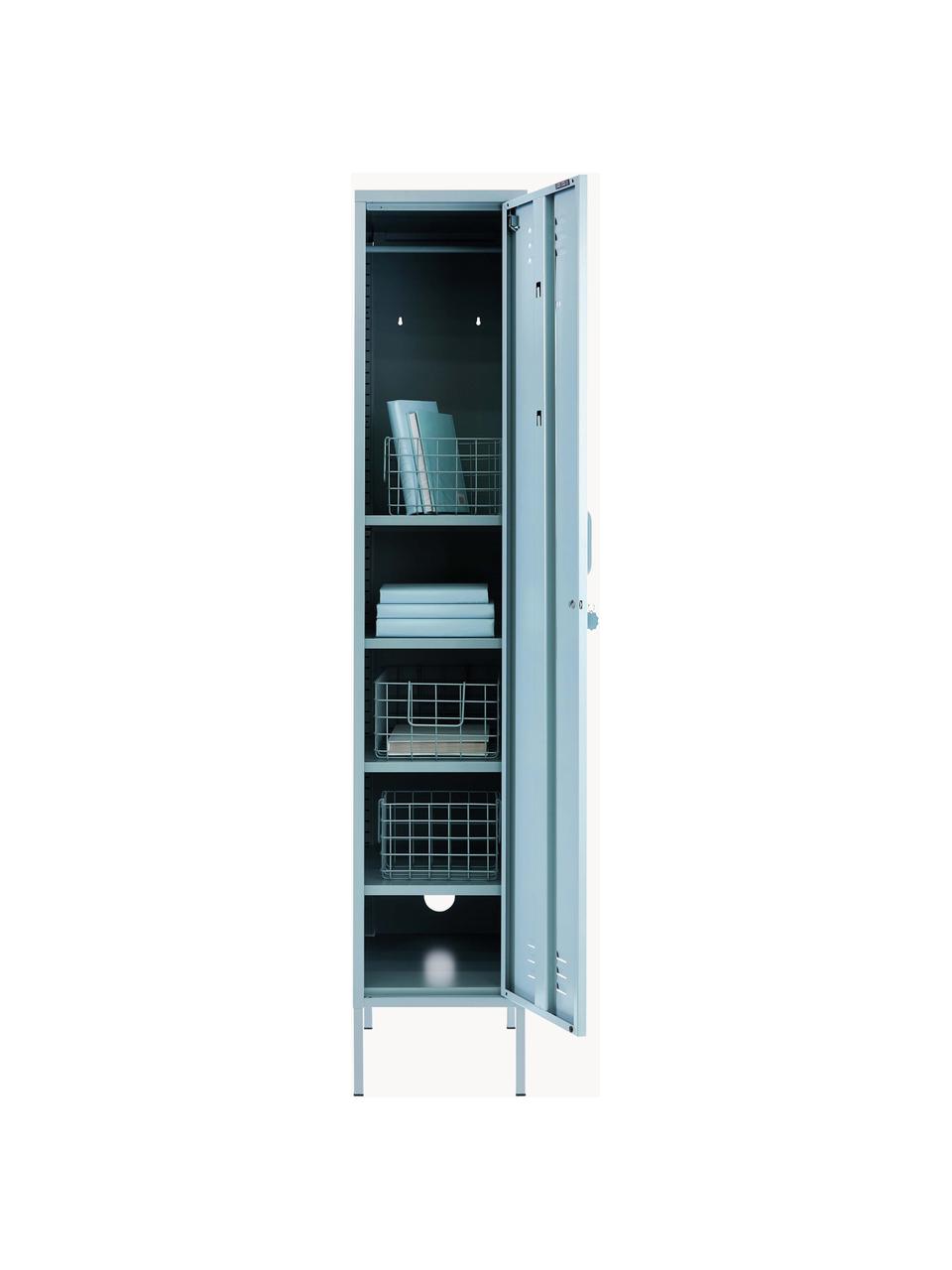 Kleiner Kleiderschrank The Skinny, Stahl, pulverbeschichtet, Hellblau, B 35 x H 183 cm