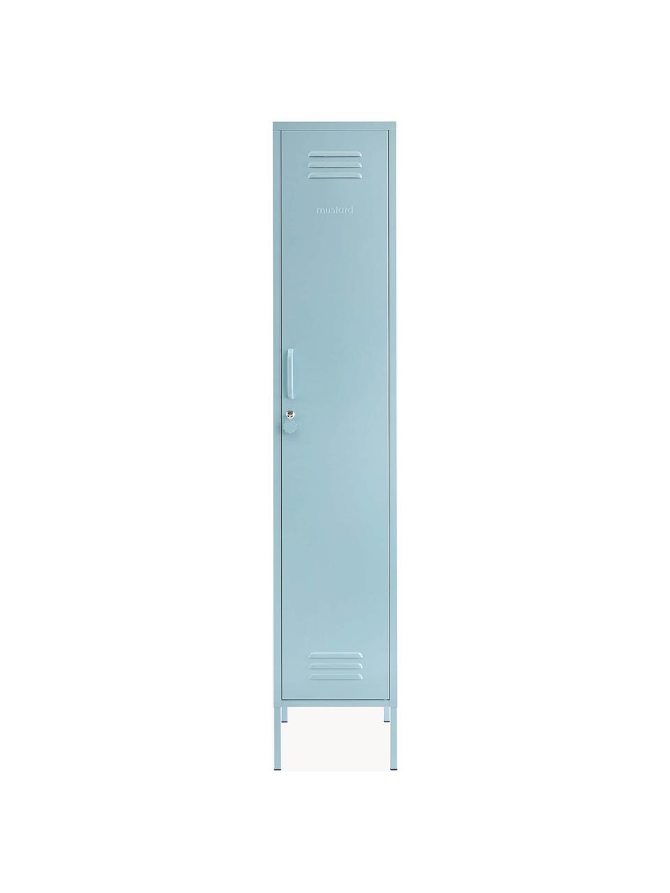 Kleiner Kleiderschrank The Skinny, Stahl, pulverbeschichtet, Hellblau, B 35 x H 183 cm