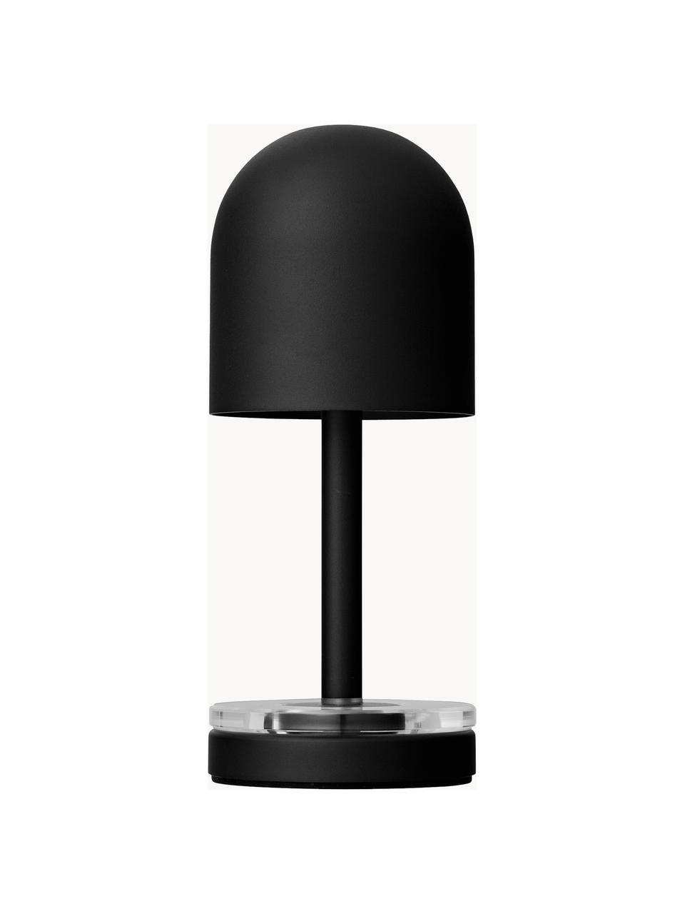 Kleine mobiele LED outdoor tafellamp Luceo, Lampvoet: glas, gecoat metaal, Mat zwart, Ø 9 x H 22 cm