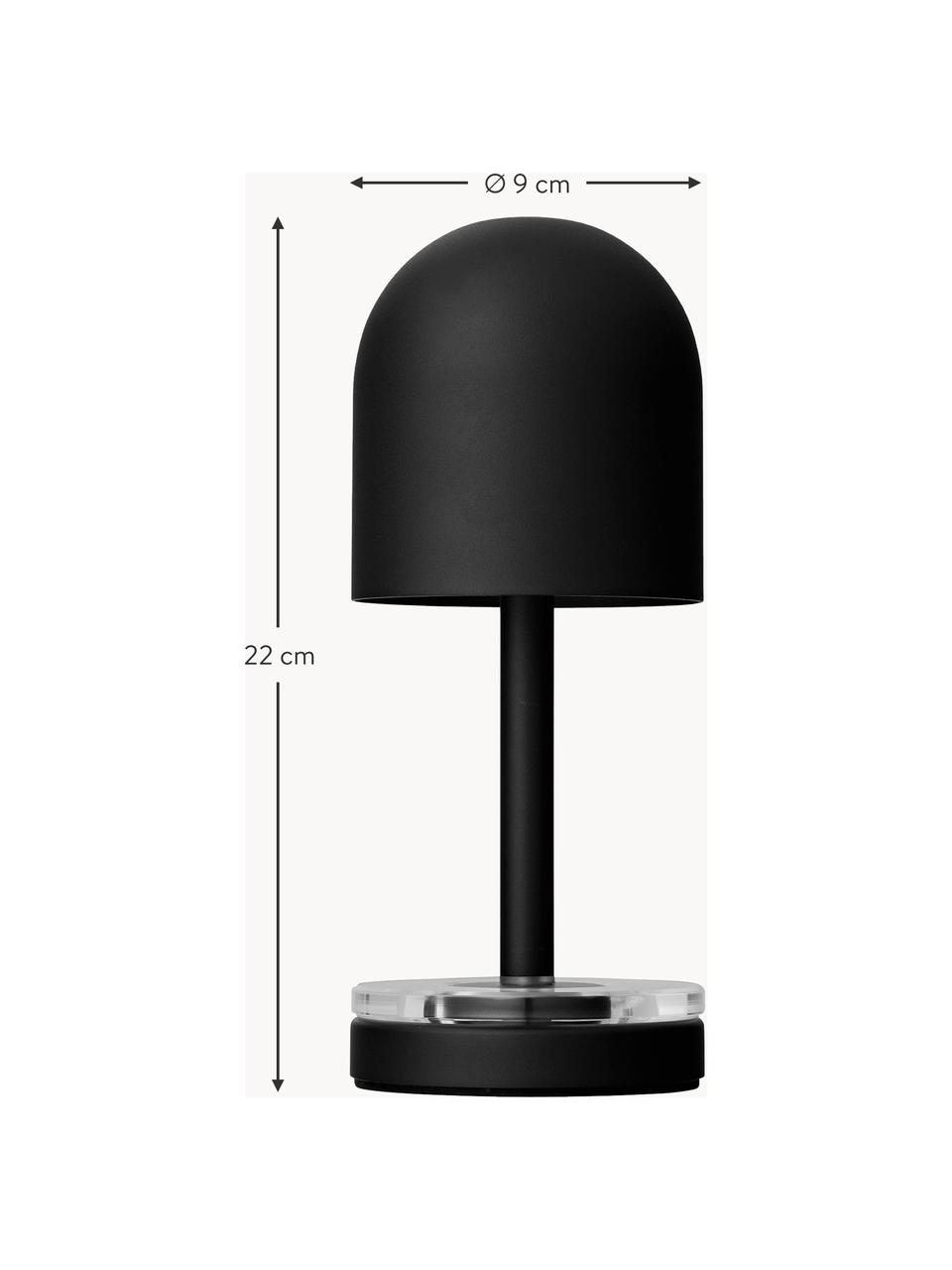 Kleine mobile LED-Außentischlampe Luceo, Lampenfuß: Glas, Metall, beschichtet, Schwarz, matt, Ø 9 x H 22 cm