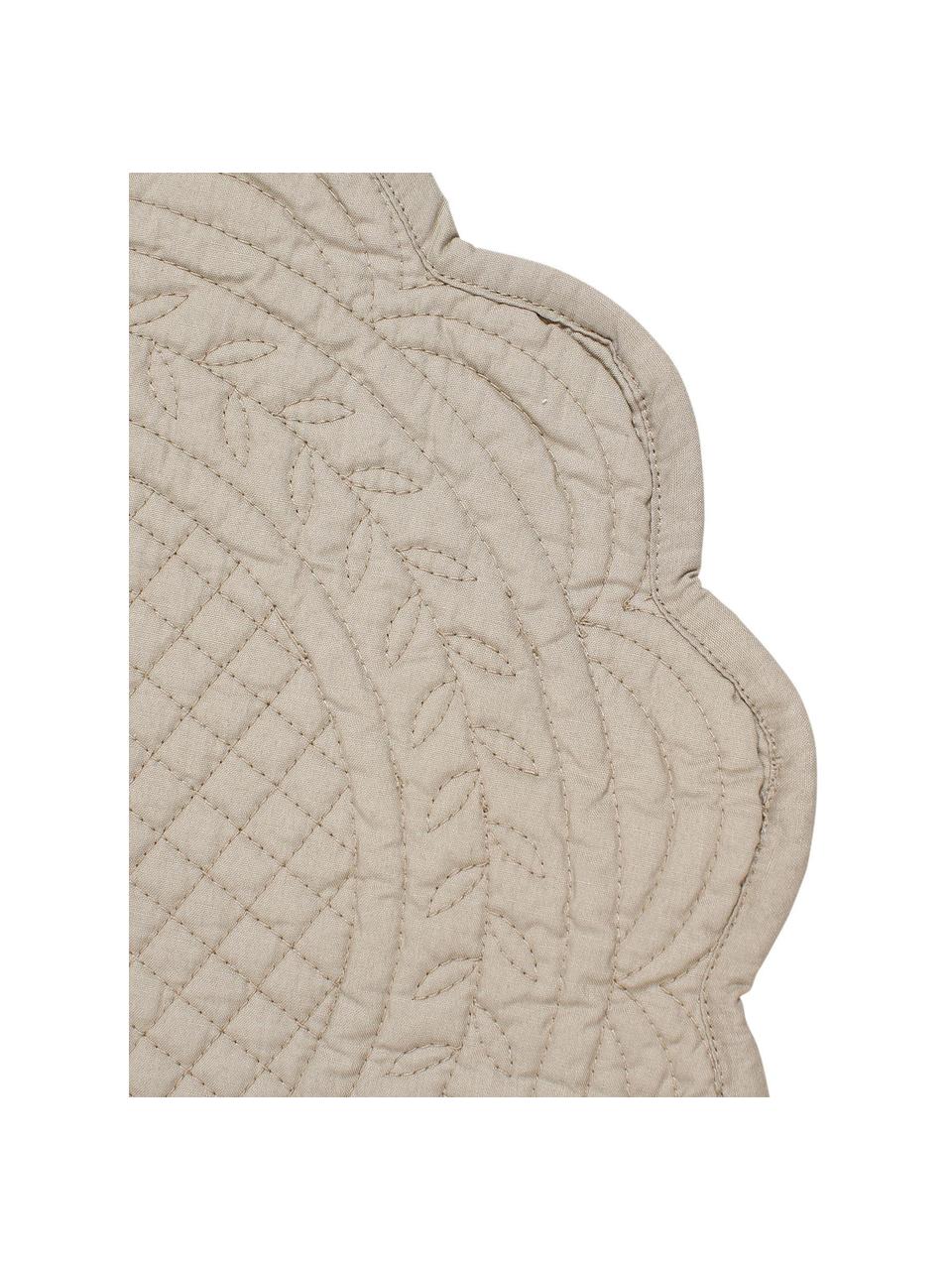Manteles individuales redondos Boutis, 2 uds., 100% algodón, Beige, Ø 43 cm