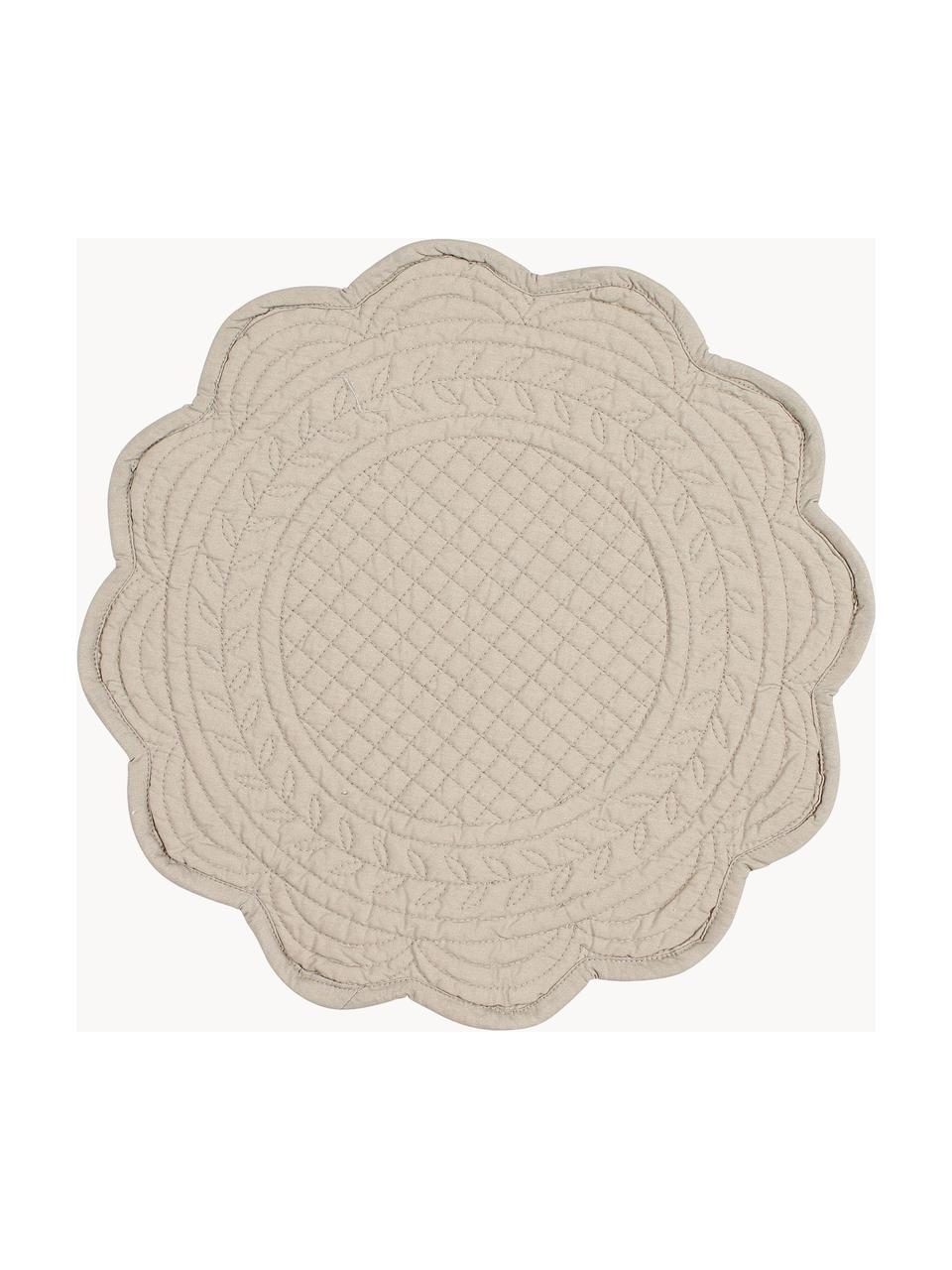 Ronde placemats Boutis, 2 stuks, 100% katoen, Beige, Ø 43 cm