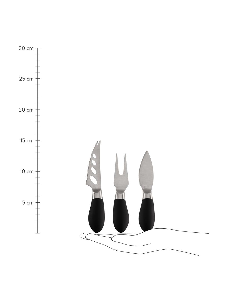 Komplet noży do sera ze stali szlachetnej Libra, 3 elem., Czarny, odcienie srebrnego, Komplet z różnymi rozmiarami