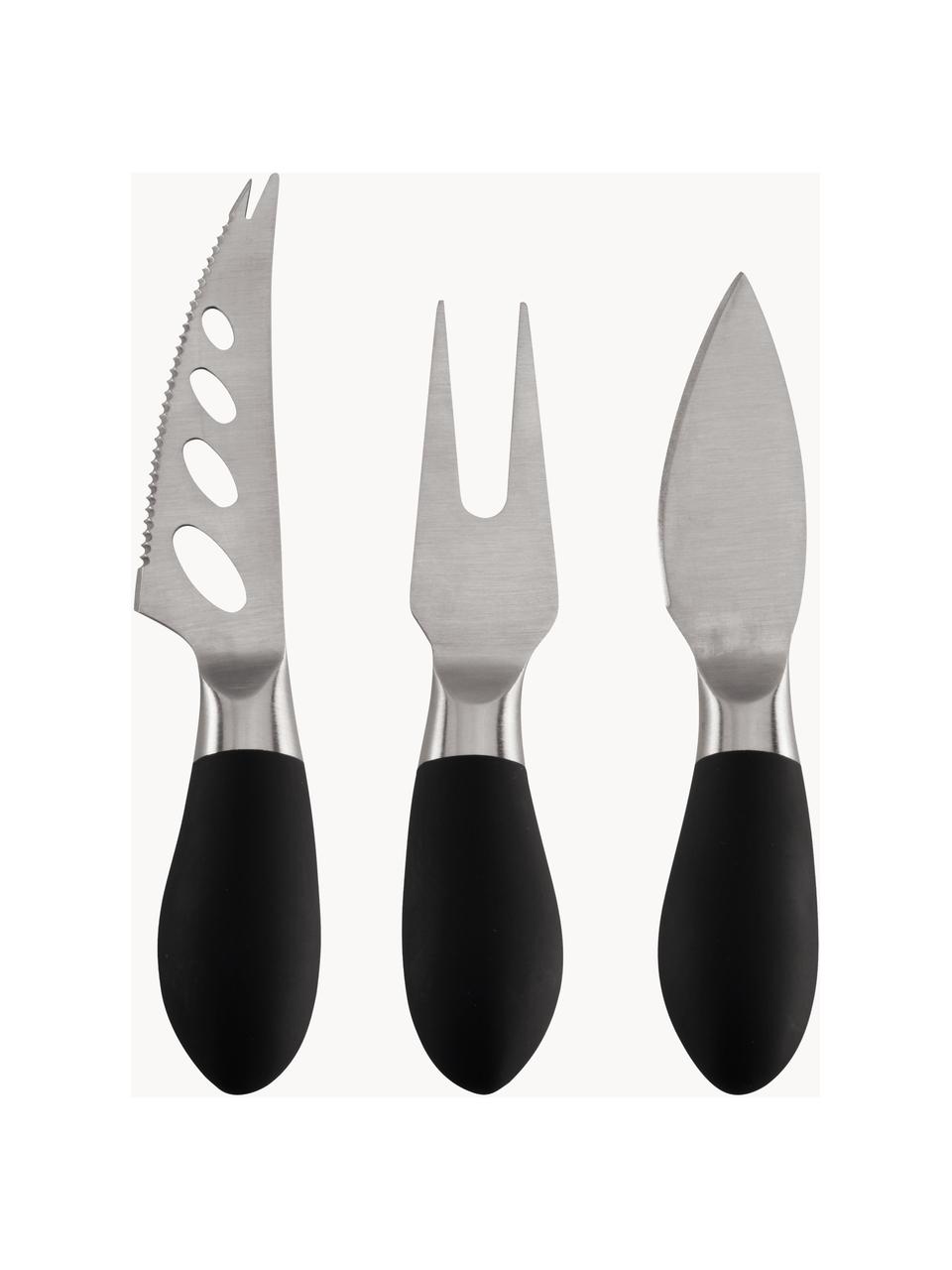 Súprava nožov na syr Libra, 3 diely, Čierna, odtiene striebornej, Súprava s rôznymi veľkosťami