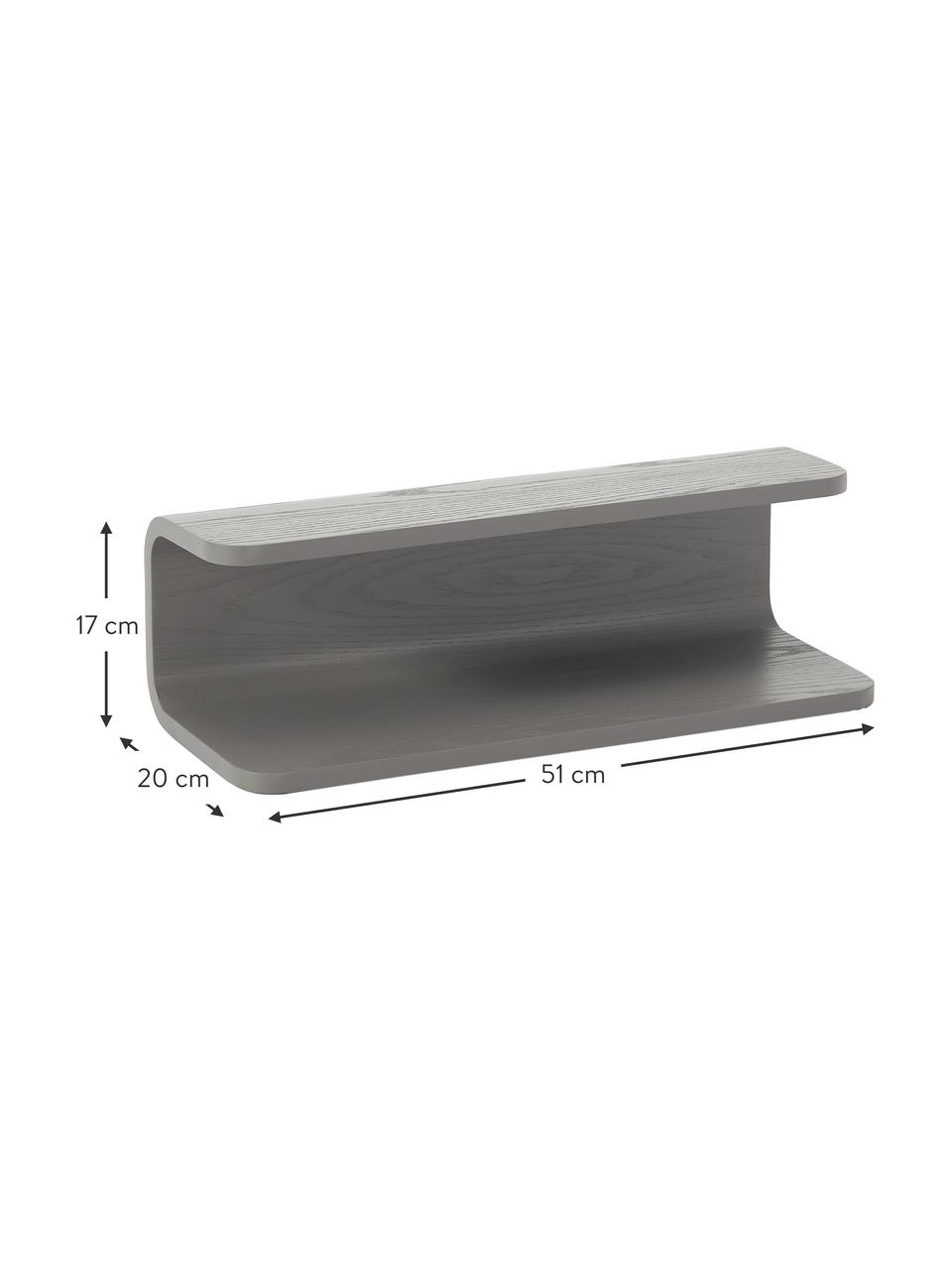 Houten wandrek Nuria, Eucalyptus multiplex met essenhoutfineer, FSC-gecertificeerd, Grijs, B 51 x H 17 cm