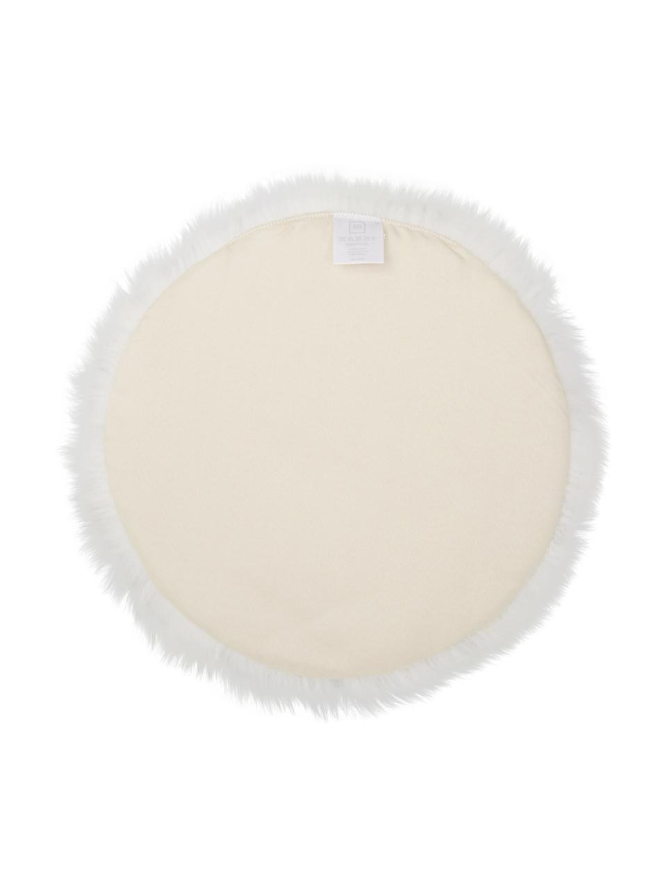 Cuscino sedia rotondo in pelle di pecora liscia Oslo, Retro: 100% polistirolo, Bianco crema, Ø 37 cm