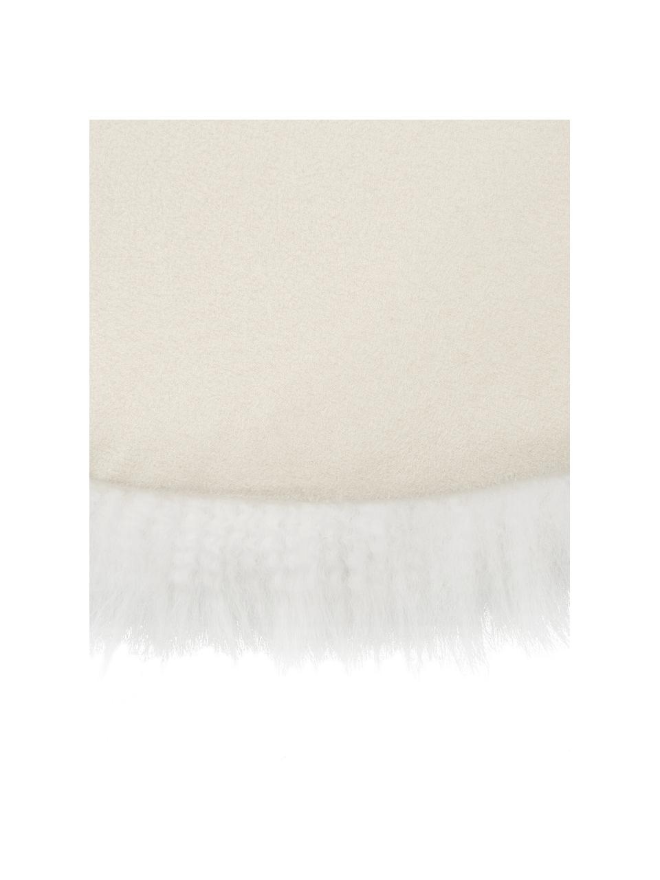 Cuscino sedia rotondo in pelle di pecora liscia Oslo, Retro: 100% polistirolo, Bianco crema, Ø 37 cm