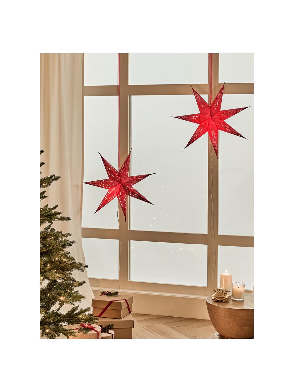 Stelle luminose grandi Amelia 2 pz, Carta, Rosso, Larg. 60 x Alt. 60 cm