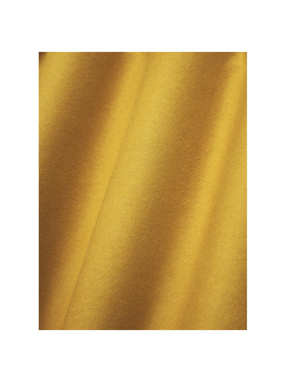 Drap-housse en flanelle pour surmatelas Biba, Jaune moutarde, larg. 200 x long. 200 cm, haut. 15 cm