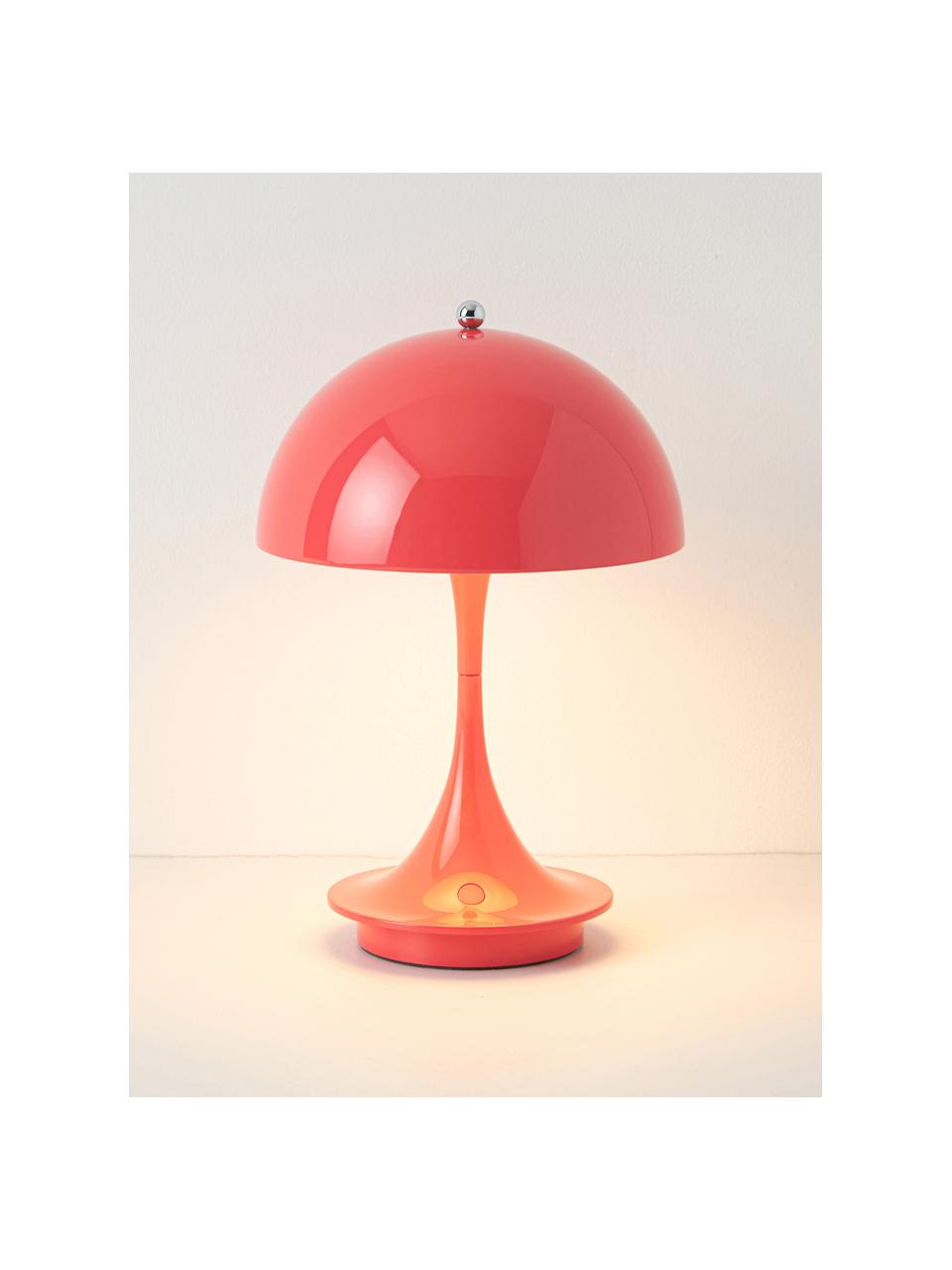 Lámpara de mesa LED regulable Panthella, Al 24 cm, Pantalla: acero recubierto, Estructura: aluminio recubierto, Acero rojo coral, Ø 16 x Al 24 cm
