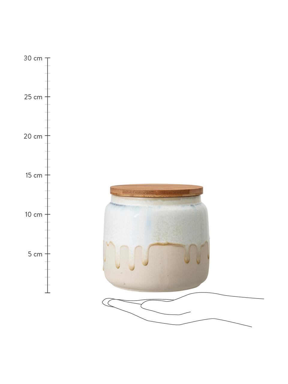 Handgemachte Aufbewahrungsdose Terrain, Ø 16 x H 14 cm, Deckel: Bambus, Gebrochenes Weiss, Beige, Bambus, Ø 16 x H 14 cm