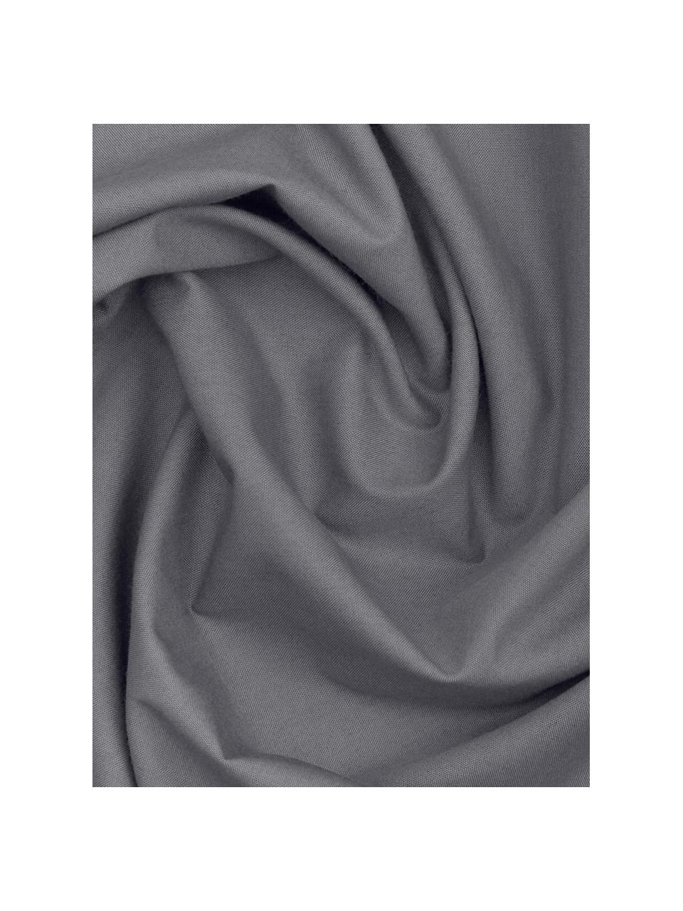 Biancheria da letto in percalle grigio scuro Elsie, Grigio scuro, 180 x 300 cm + 2 federe 50 x 80 cm