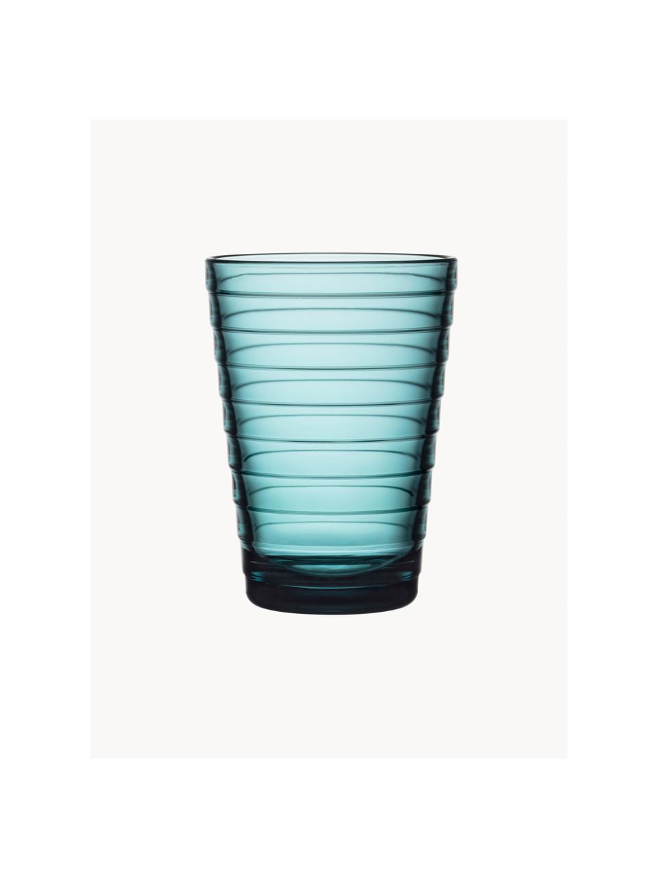 Wassergläser Aino Aalto, 2 Stück, Glas, Türkis, transparent, Ø 7 x H 9 cm, 220 ml