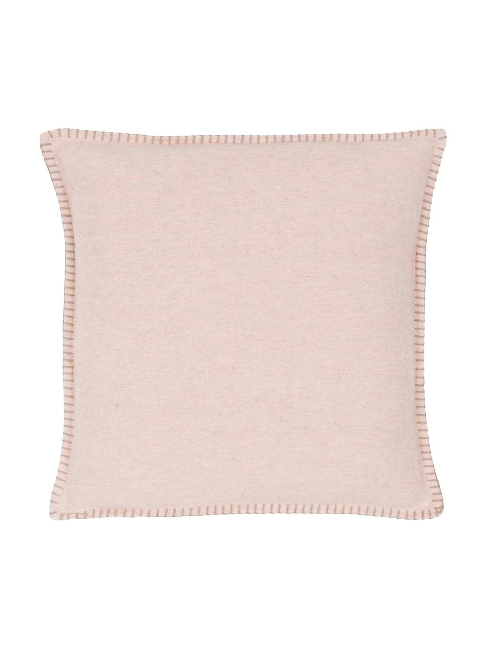 Federa arredo in pile rosa cipria Sylt, 85% cotone, 8% viscosa, 7% poliacrilico, Rosa cipria, crema, Larg. 40 x Lung. 40 cm