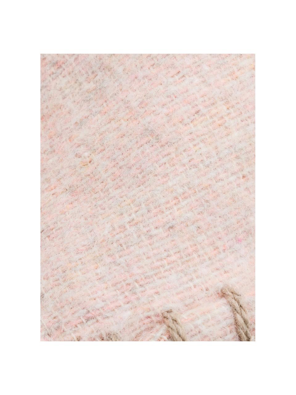 Funda de cojín de tela polar Sylt, 85% algodón, 8% viscosa, 7% poliacrílico, Rosa palo, crema, An 40 x L 40 cm