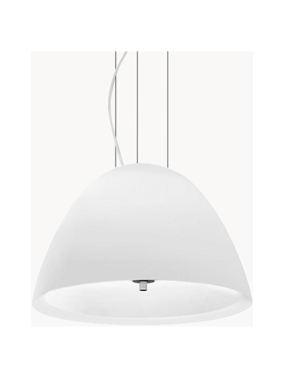Lampa wisząca ze szkła dmuchanego Willy Glass, Biały, odcienie srebrnego, Ø 40 x W 28 cm